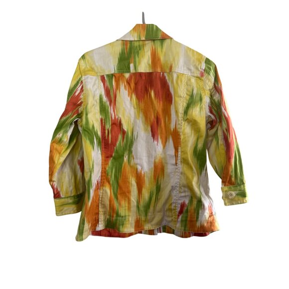 Chicos Multicolor Button-Down Jacket Size 1 With 3/4 Sleeves & Collar - Picture 3 of 3
